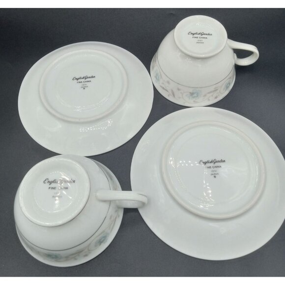 Teacup Saucer Sets English Garden Fine China 1221 Japan Discontinued Set of 2 - Picture 13 of 15